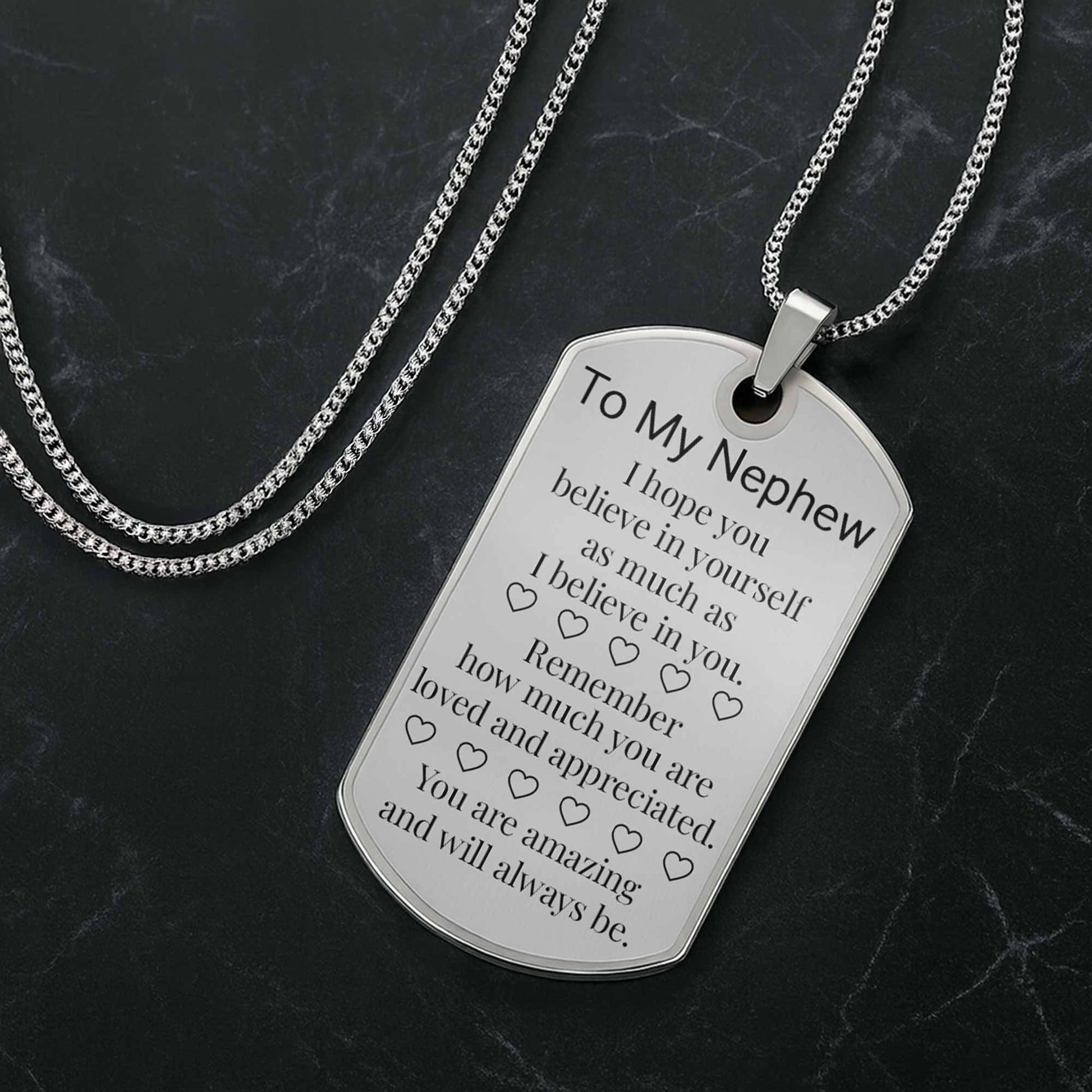 To My Nephew Believe In Yourself Dog Tag Necklace