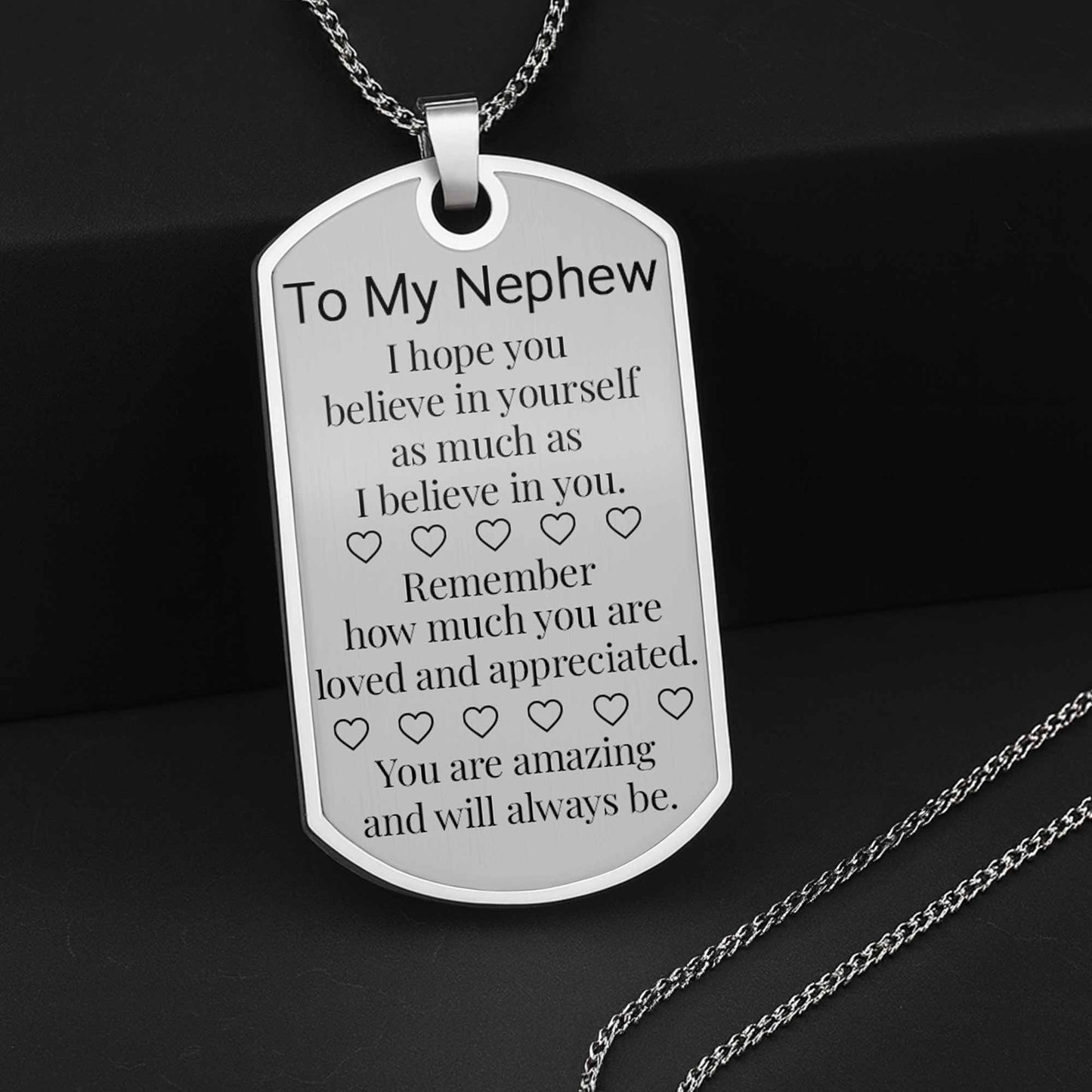 To My Nephew Believe In Yourself Dog Tag Necklace