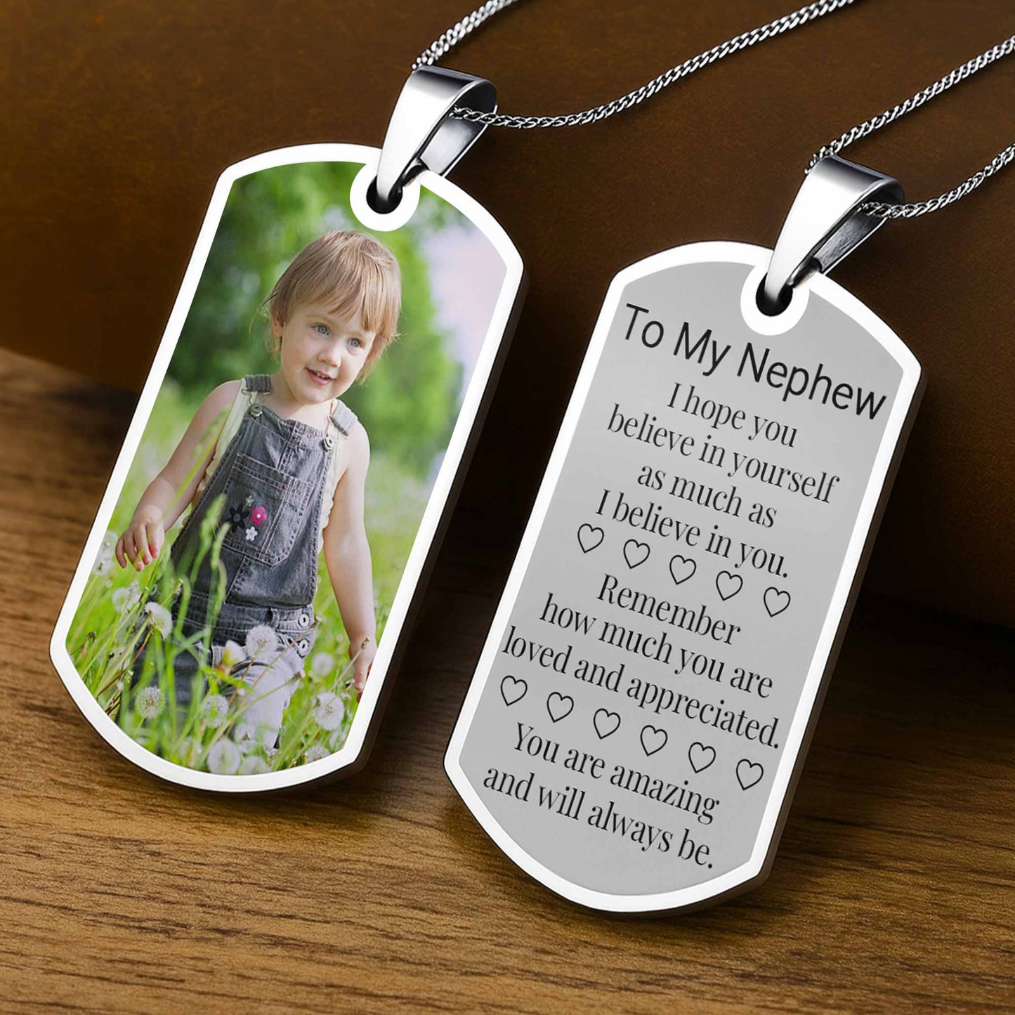 To My Nephew Believe In Yourself Dog Tag Necklace