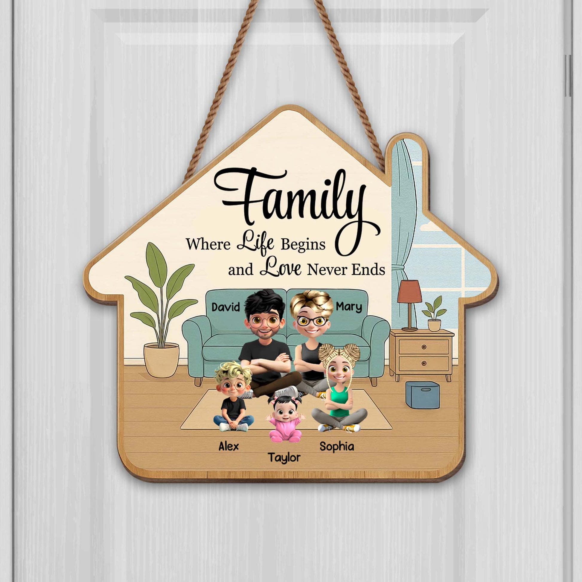 Family Where Life Begins And Love Never Ends, Sofa And House