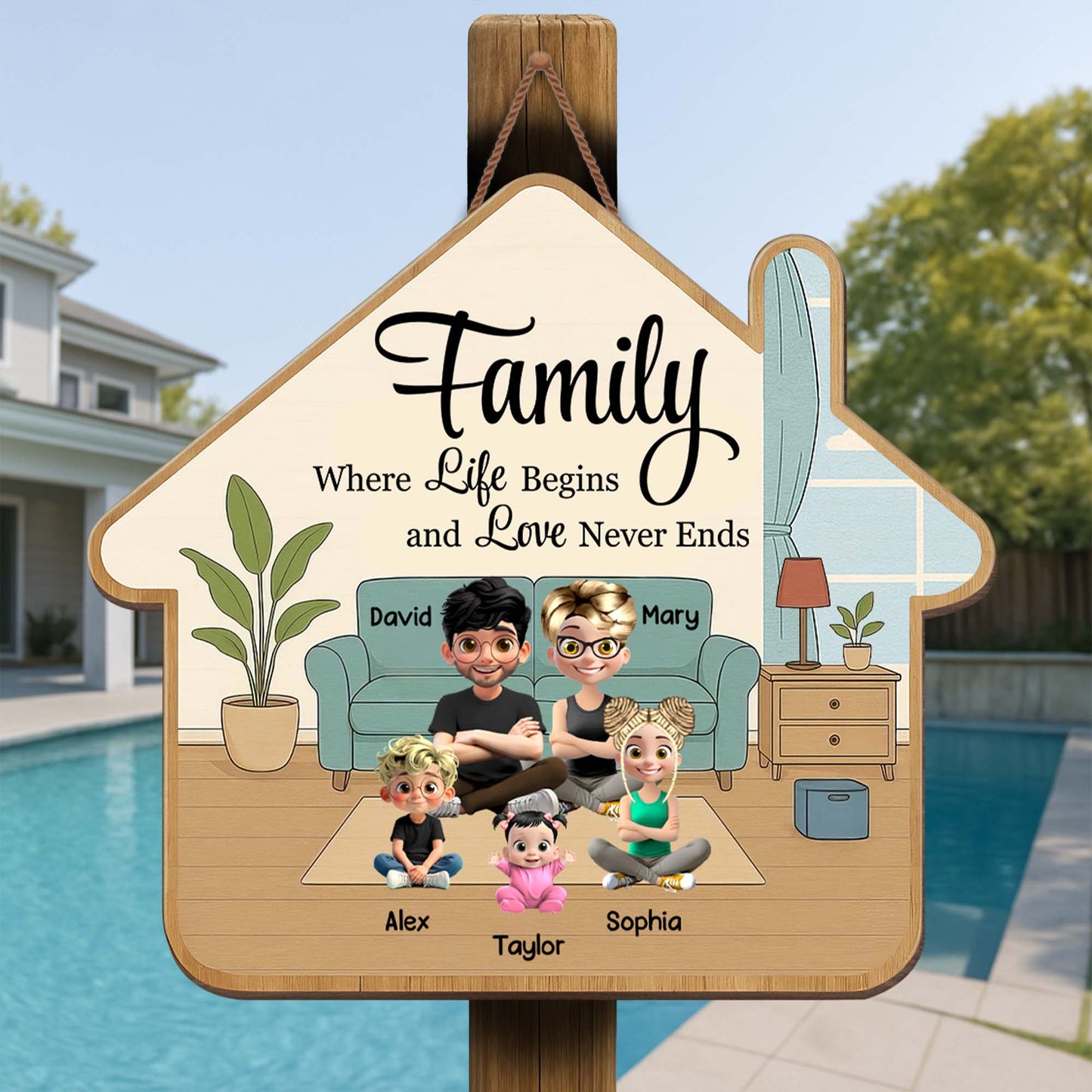 Family Where Life Begins And Love Never Ends, Sofa And House