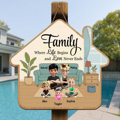 Family Where Life Begins And Love Never Ends, Sofa And House