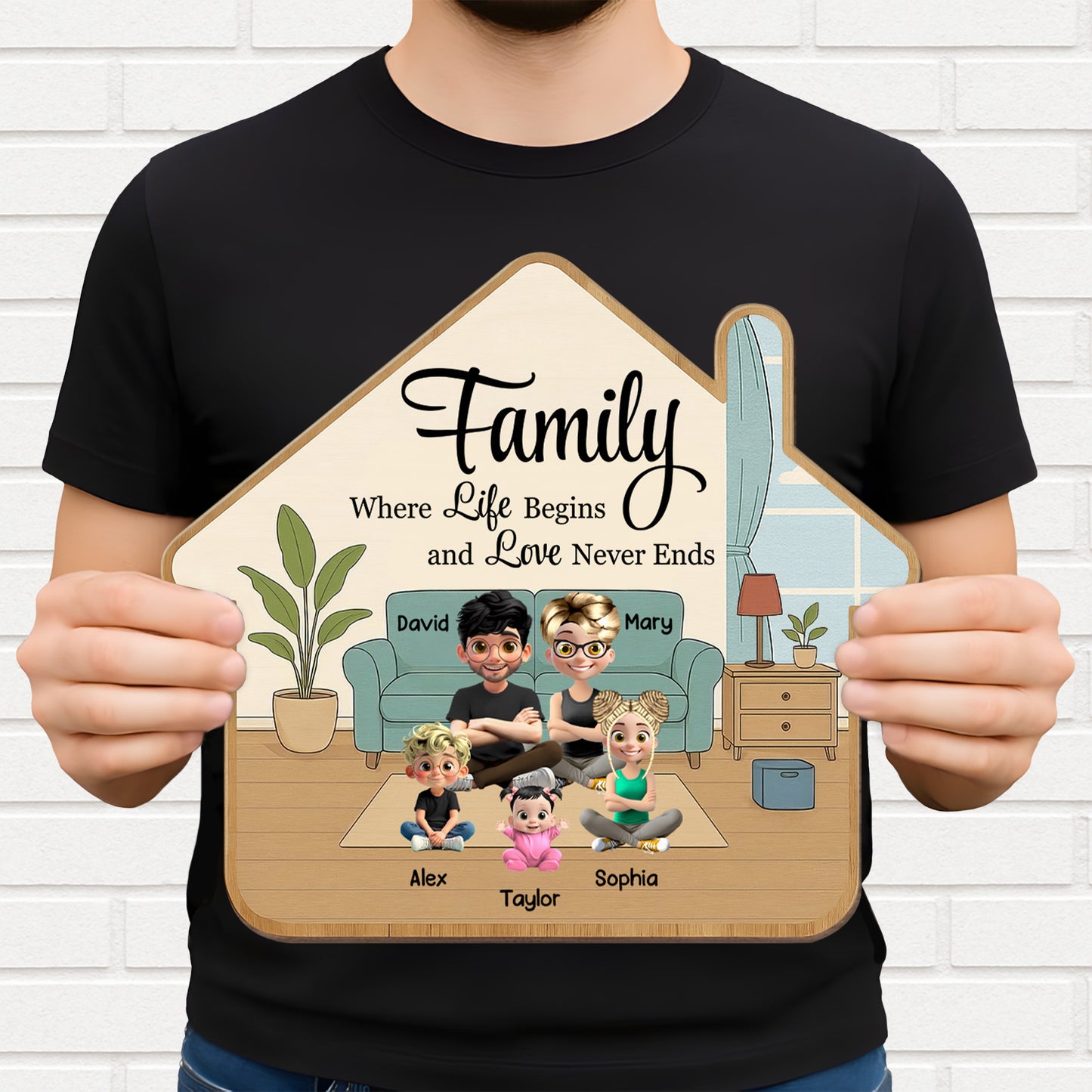 Family Where Life Begins And Love Never Ends, Sofa And House