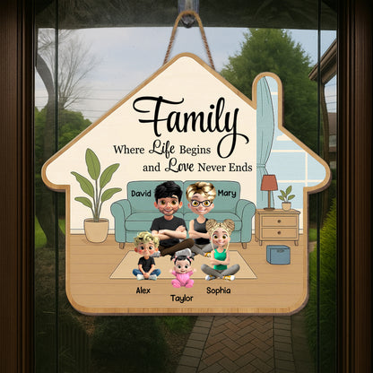 Family Where Life Begins And Love Never Ends, Sofa And House