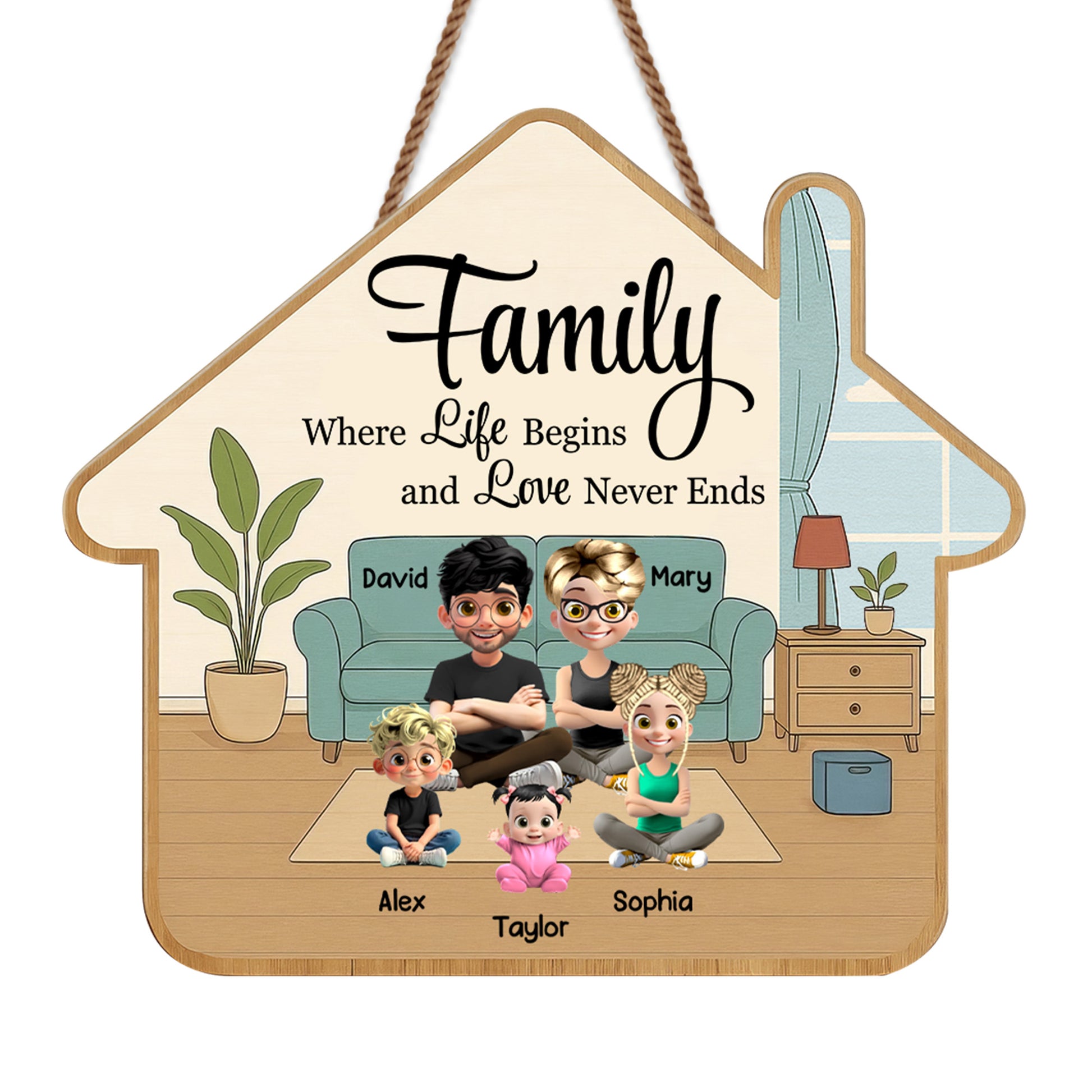 Family Where Life Begins And Love Never Ends, Sofa And House