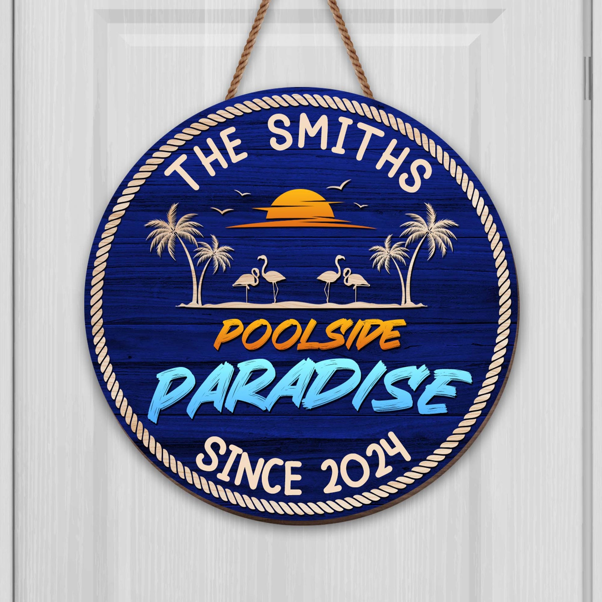 Poolside Paradise With Palm Trees And Sunset