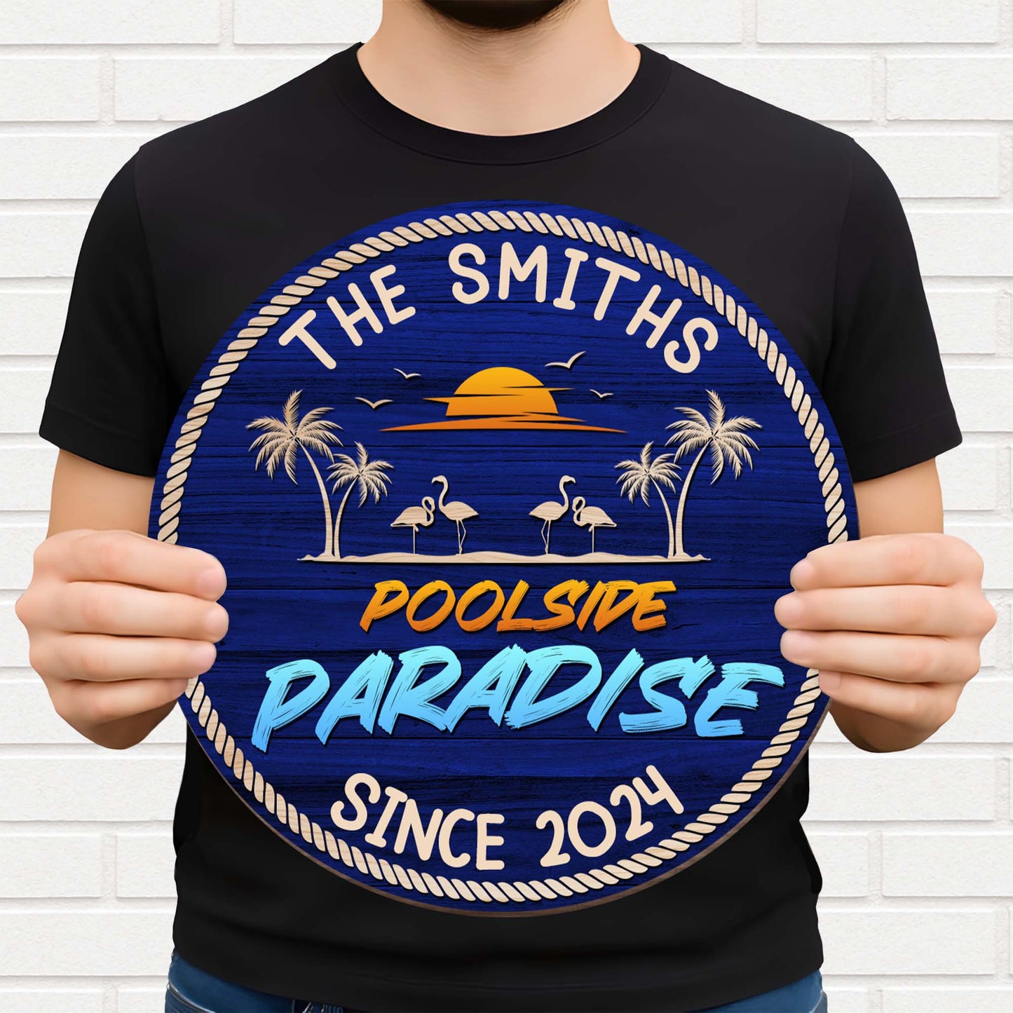 Poolside Paradise With Palm Trees And Sunset