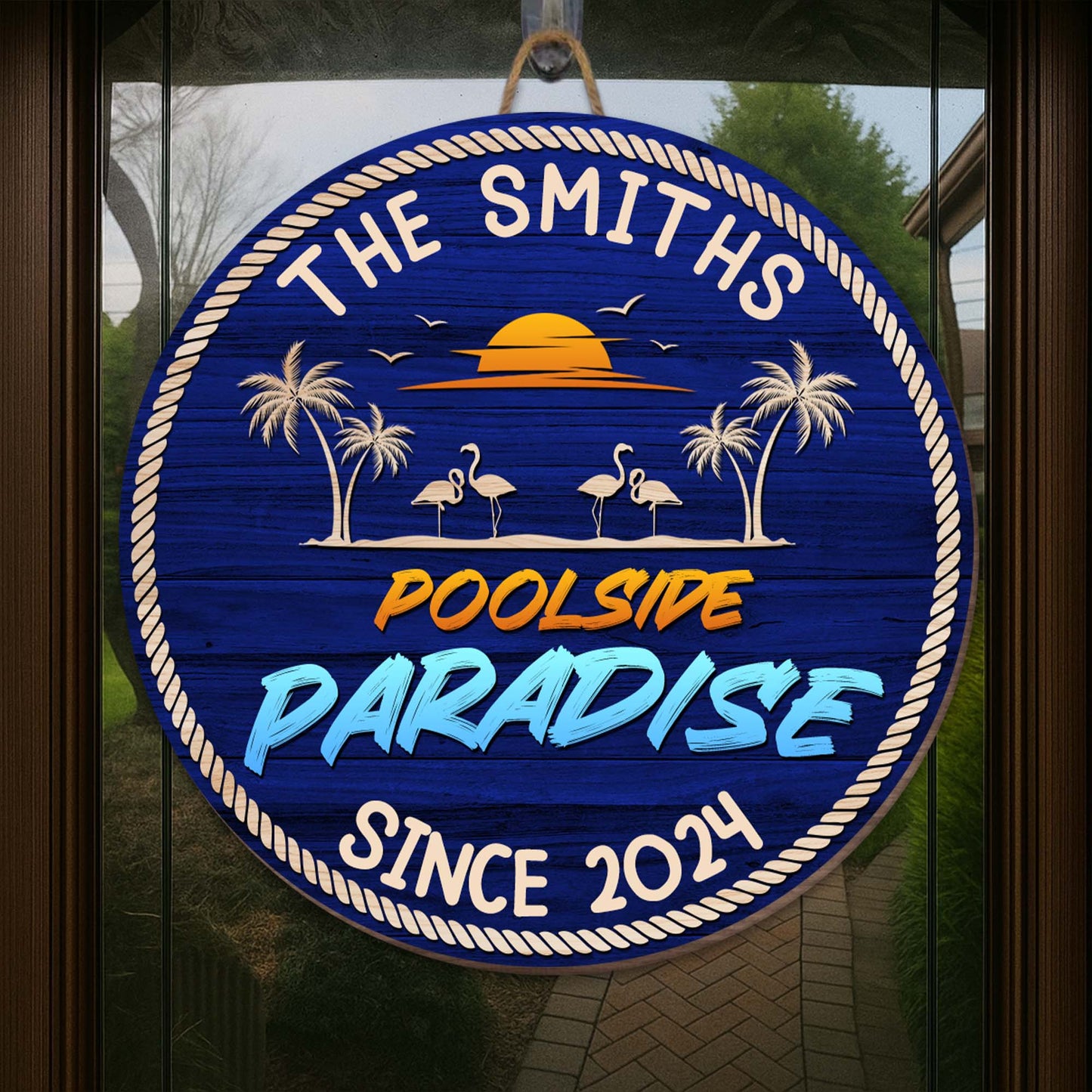 Poolside Paradise With Palm Trees And Sunset