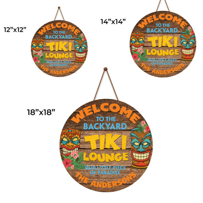 Welcome To The Backyard Tiki Lounge, Tiki Masks And Flowers