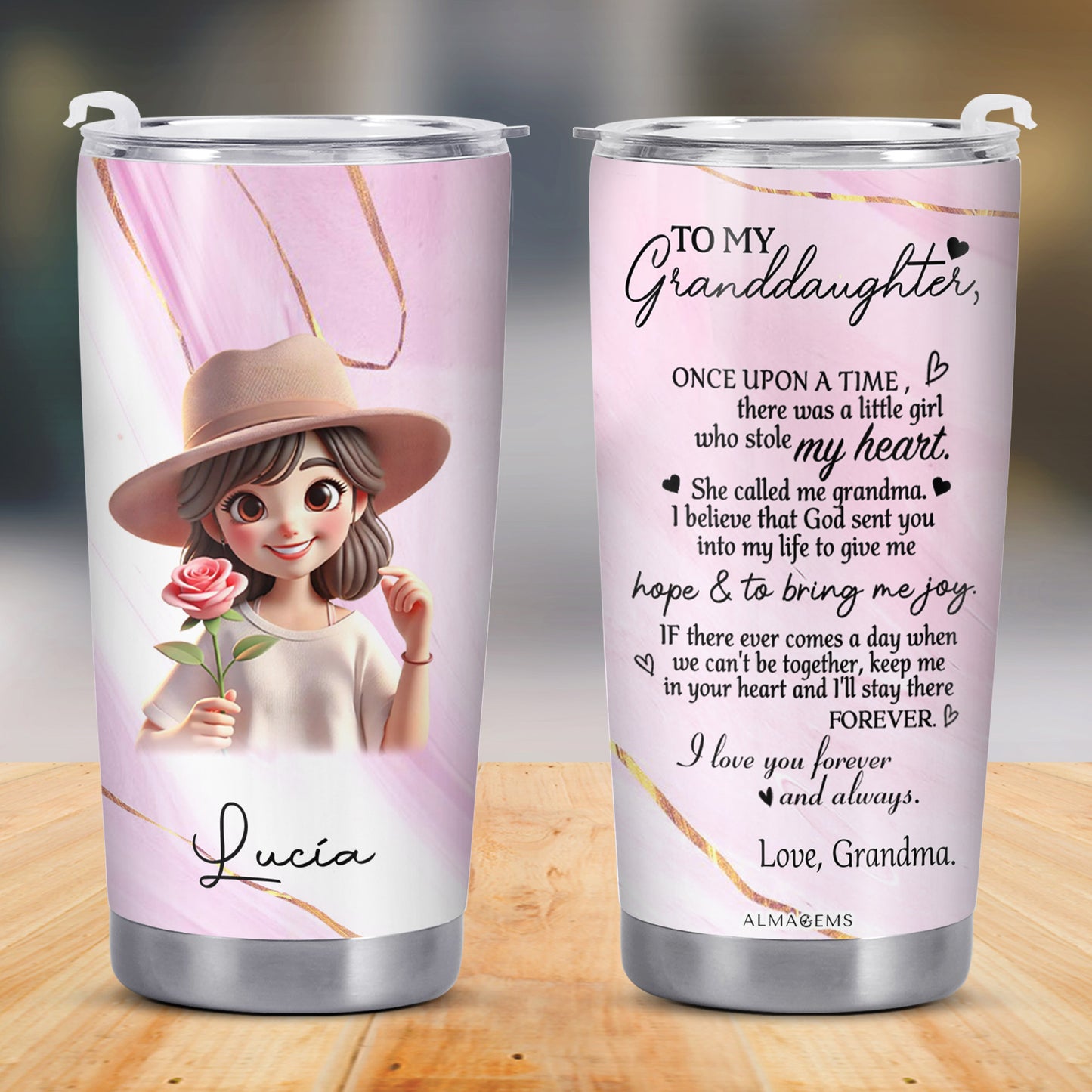 To My Granddaughter Love Grandma - Personalized Custom Stainless Steel Tumbler 20oz 30oz - FAM066_TB