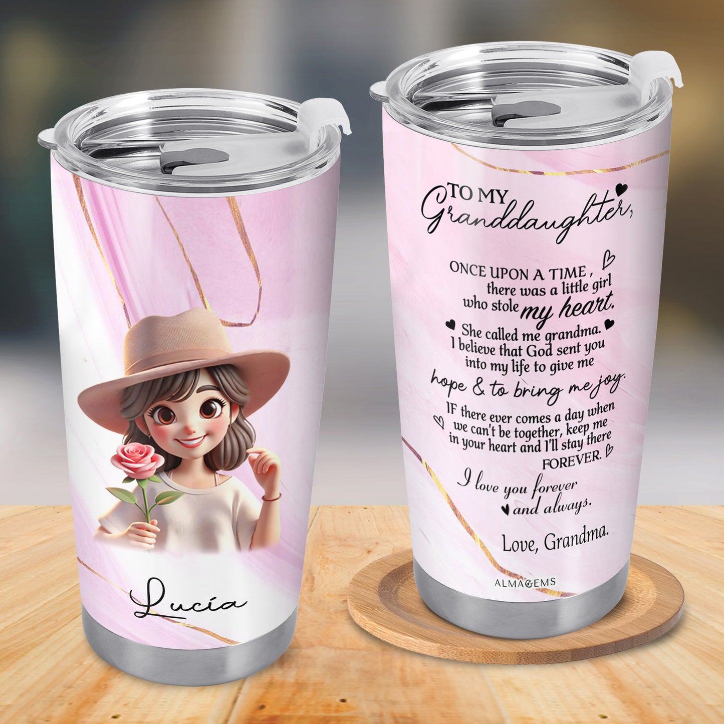 To My Granddaughter Love Grandma - Personalized Custom Stainless Steel Tumbler 20oz 30oz - FAM066_TB