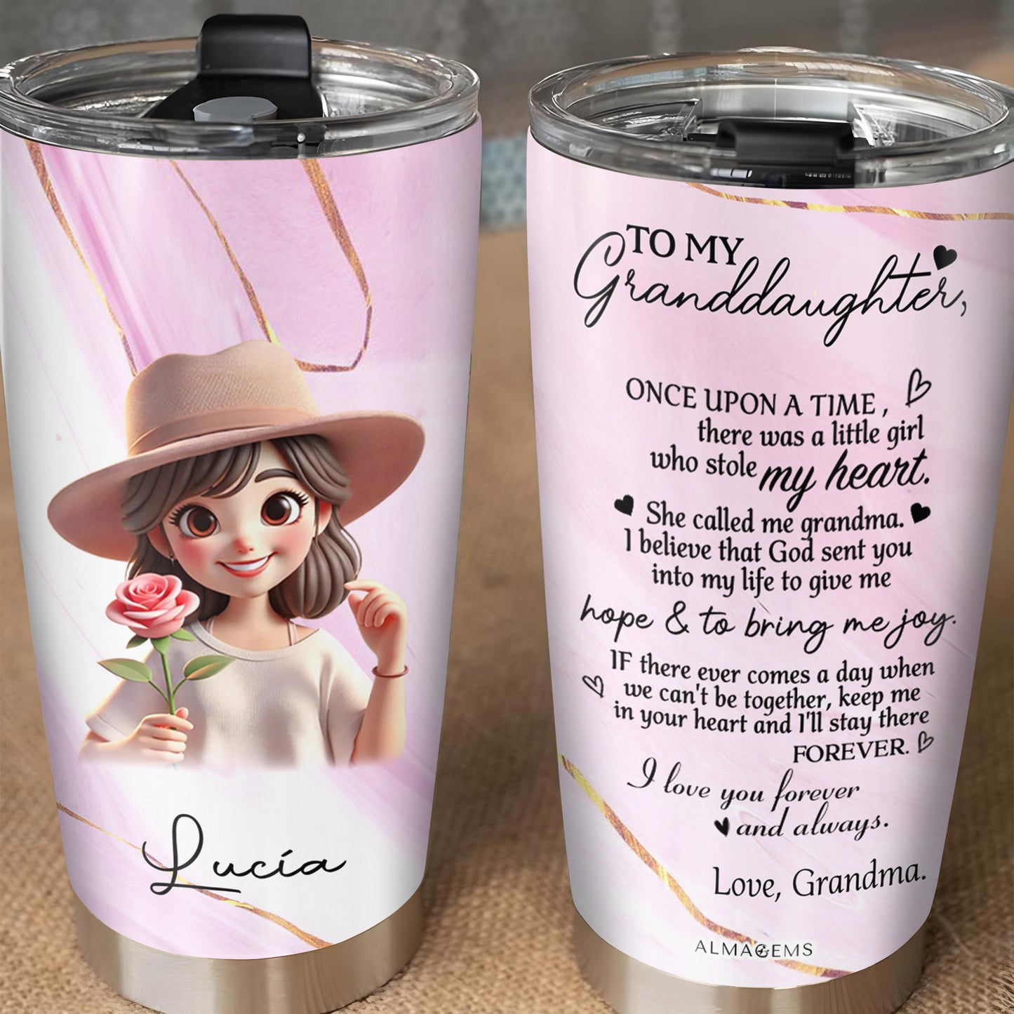 To My Granddaughter Love Grandma - Personalized Custom Stainless Steel Tumbler 20oz 30oz - FAM066_TB