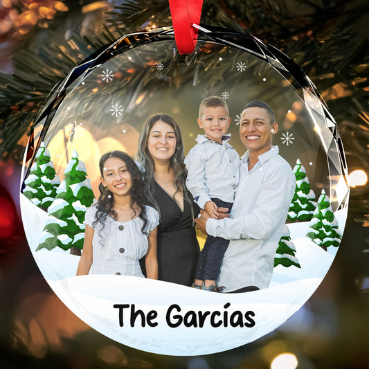 A Heartwarming Addition To Festive Decor - Personalized Custom Circle Glass Ornament - FAM068_CGOR