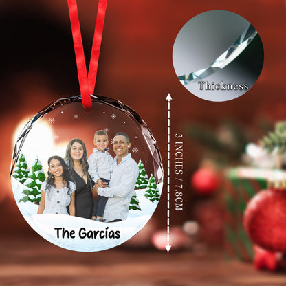 A Heartwarming Addition To Festive Decor - Personalized Custom Circle Glass Ornament - FAM068_CGOR