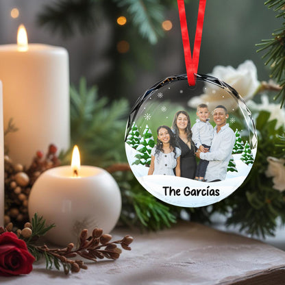 A Heartwarming Addition To Festive Decor - Personalized Custom Circle Glass Ornament - FAM068_CGOR