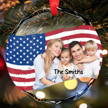 Patriotic Family Photo Circle Ornament