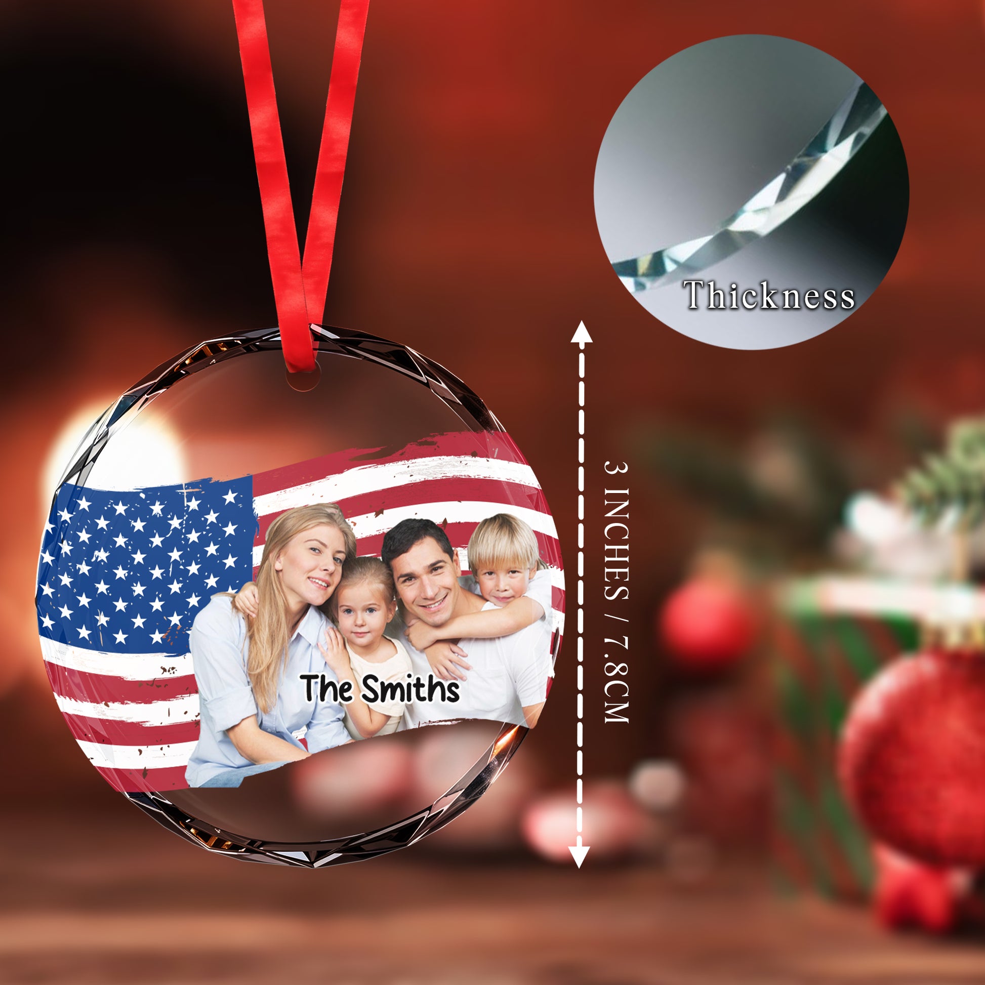 Patriotic Family Photo Circle Ornament