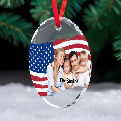 Patriotic Family Photo Circle Ornament