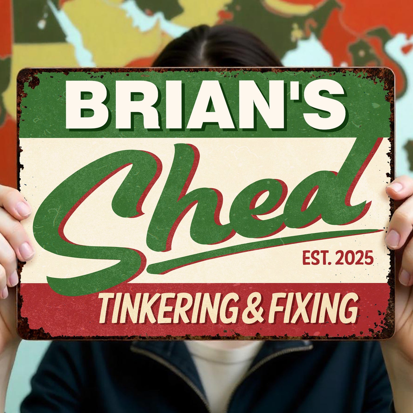 Panneau « Rénovation et réparation de hangar » - Panneau en métal personnalisé - FAM071_MSIGN