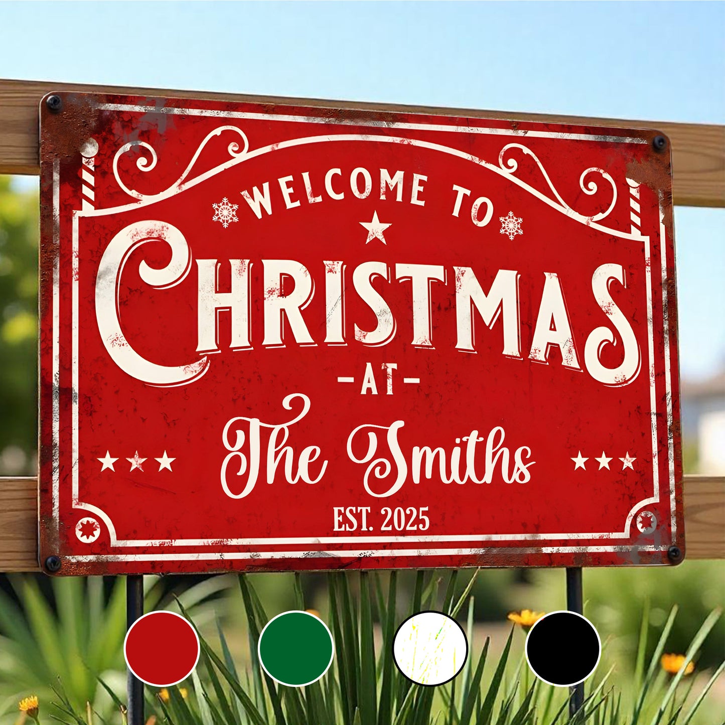 Welcome To Christmas At The [Family Name] - Personalized Metal Sign - FAM072_MSIGN