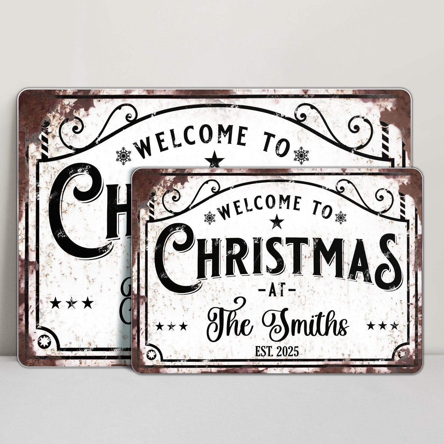 Welcome To Christmas At The [Family Name] - Personalized Metal Sign - FAM072_MSIGN