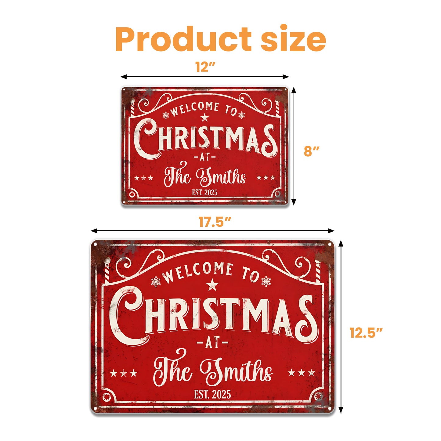 Welcome To Christmas At The [Family Name] - Personalized Metal Sign - FAM072_MSIGN