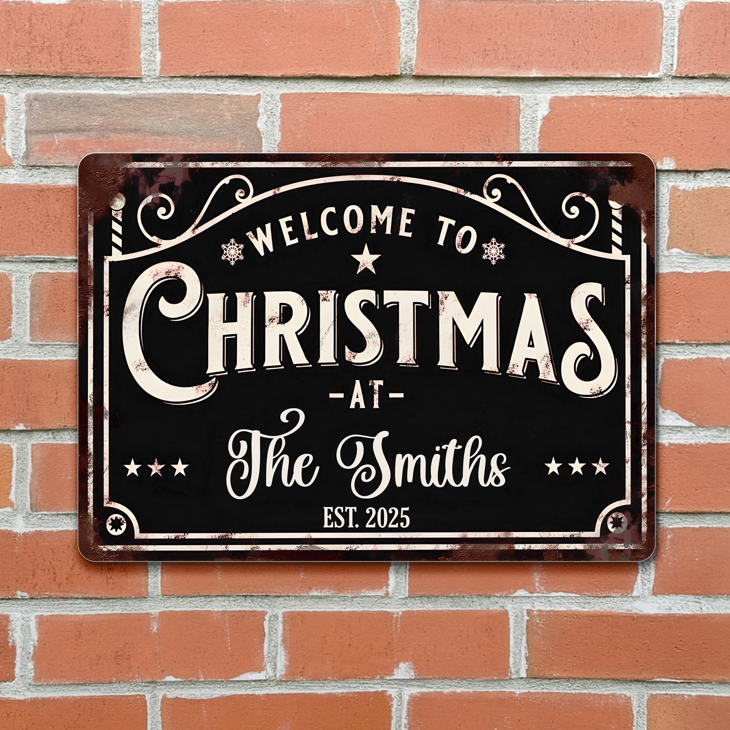 Welcome To Christmas At The [Family Name] - Personalized Metal Sign - FAM072_MSIGN