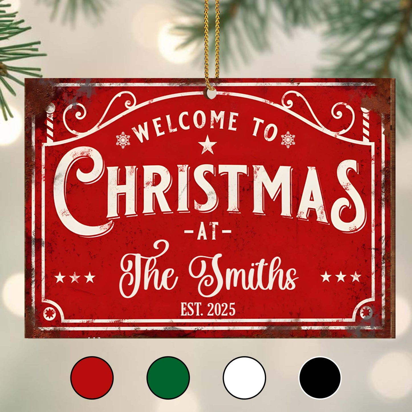 Welcome To Christmas At The Smiths - Personalized Custom Wood Ornament, Custom Shaped - FAM072_WDO