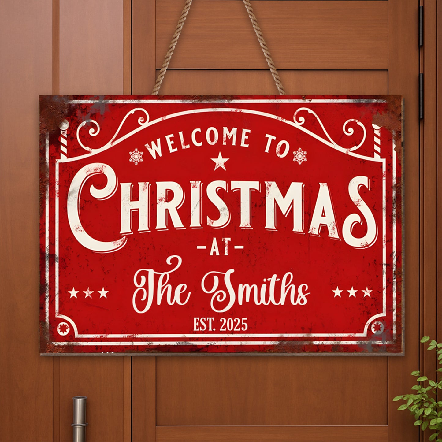 Welcome To Christmas, Swirl Patterns And Stars Decor