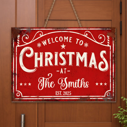 Welcome To Christmas, Swirl Patterns And Stars Decor