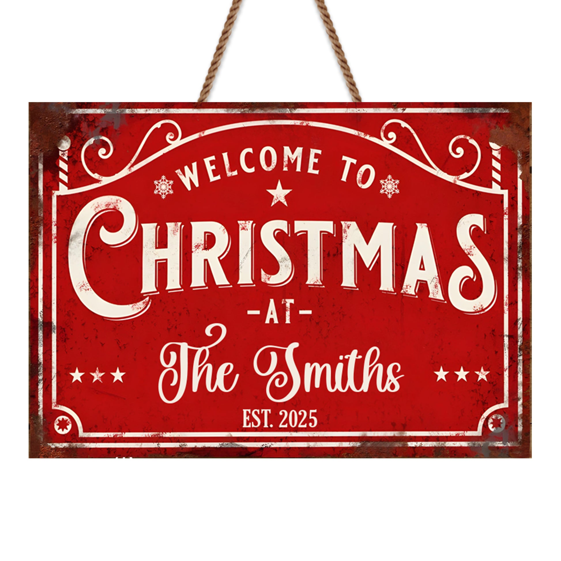 Welcome To Christmas, Swirl Patterns And Stars Decor
