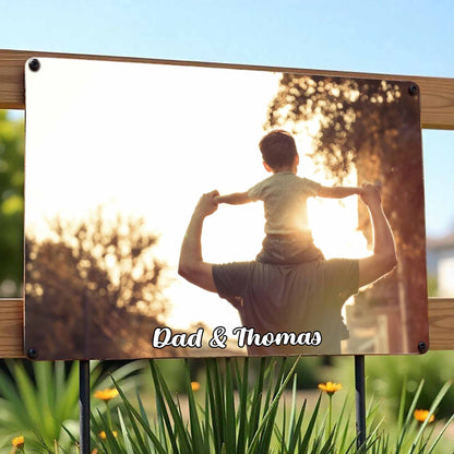 Cherish These Moments, Capture Every Memory, Father And Child - Personalized Metal Sign - FAM076_MSIGN