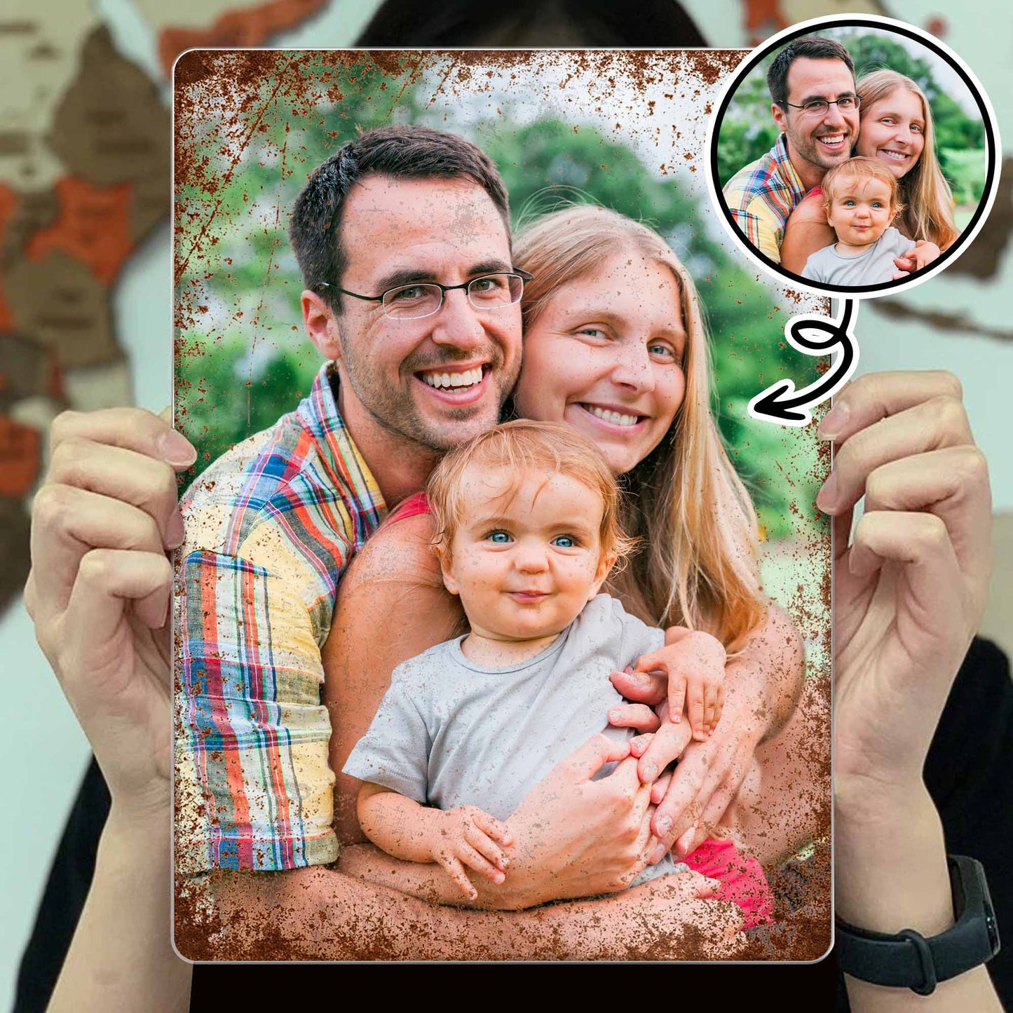 Custom Family Photo, Cherished Memories Together - Personalized Metal Sign - FAM077_MSIGN