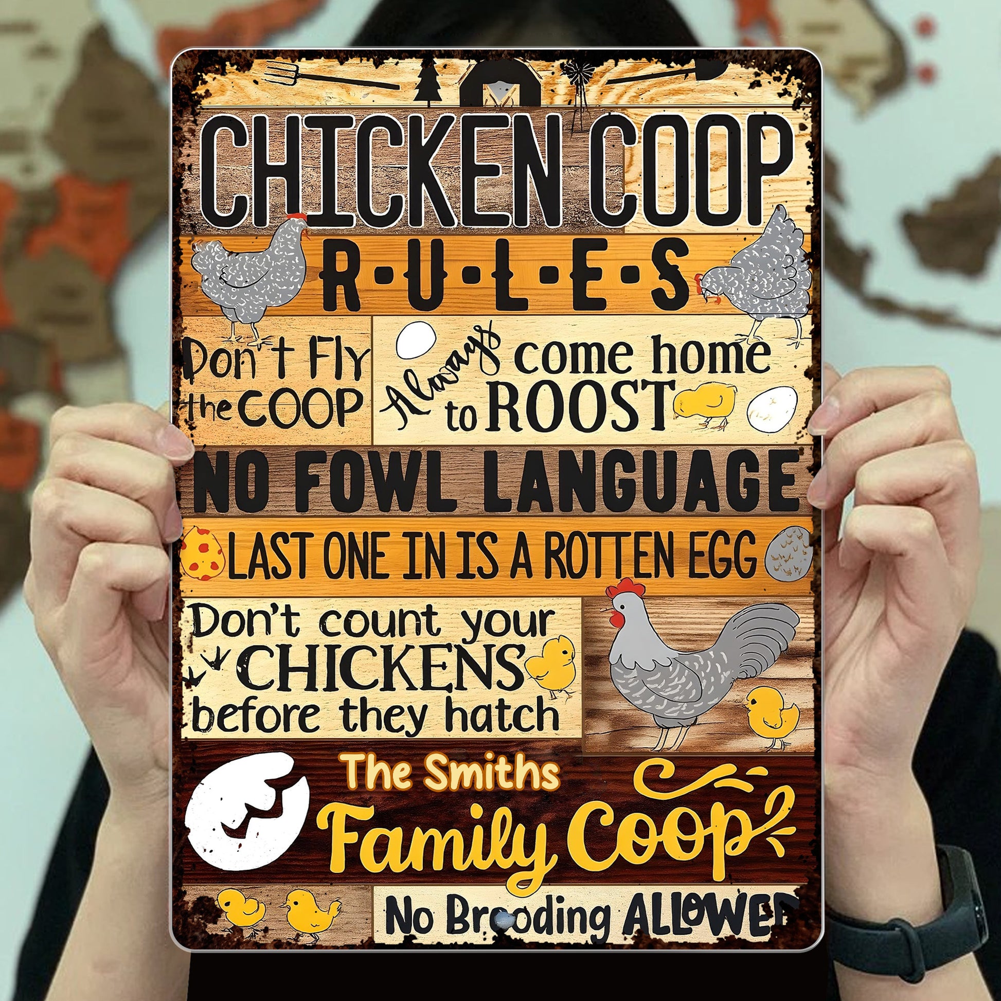Chicken Coop Rules With Chicken, Eggs And Chick
