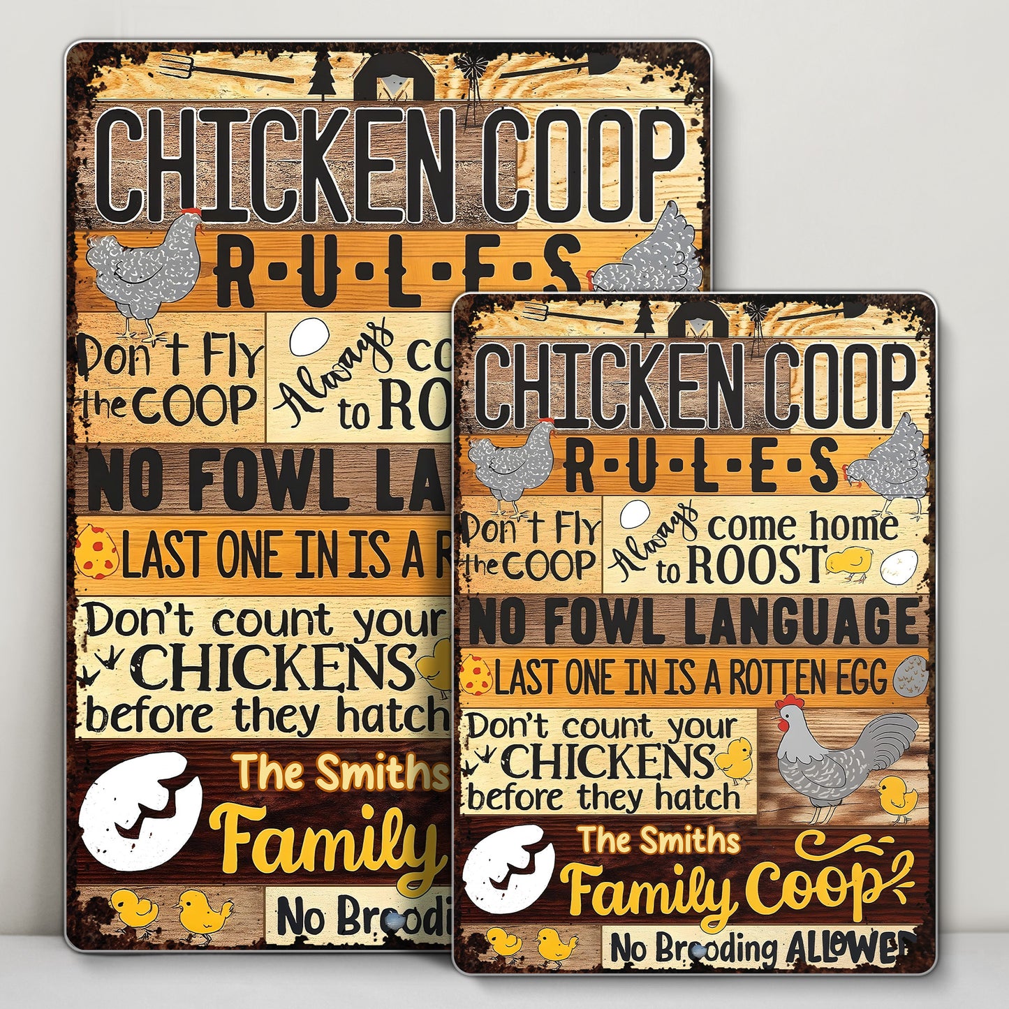 Chicken Coop Rules With Chicken, Eggs And Chick