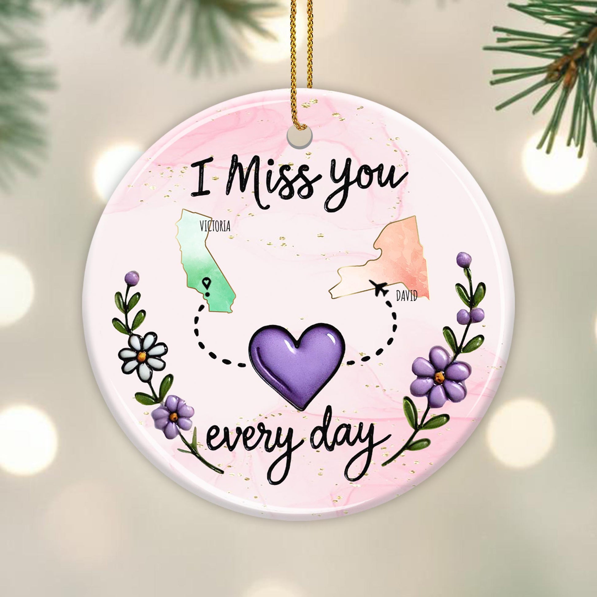 I Miss You Every Day Heart And States Design