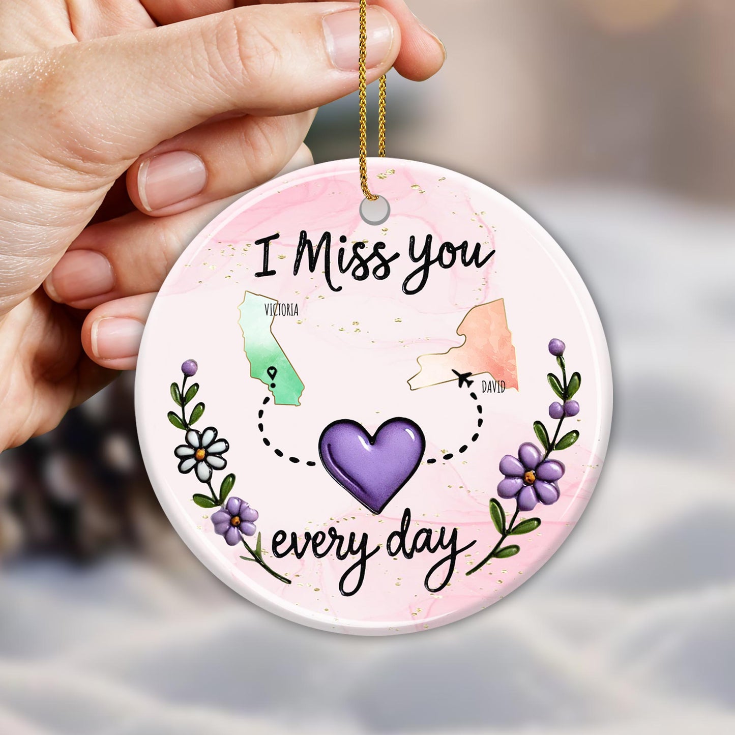 I Miss You Every Day Heart And States Design