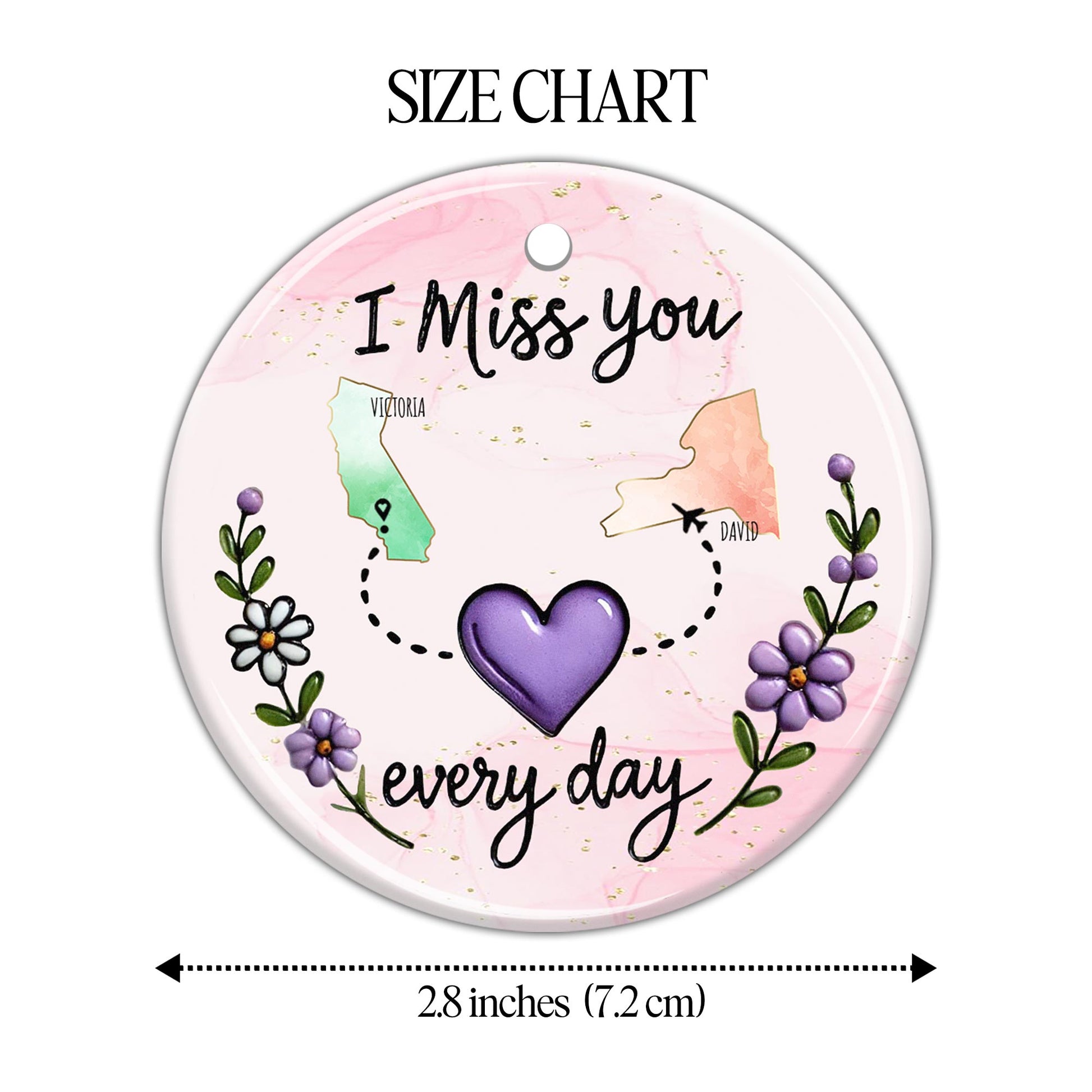 I Miss You Every Day Heart And States Design