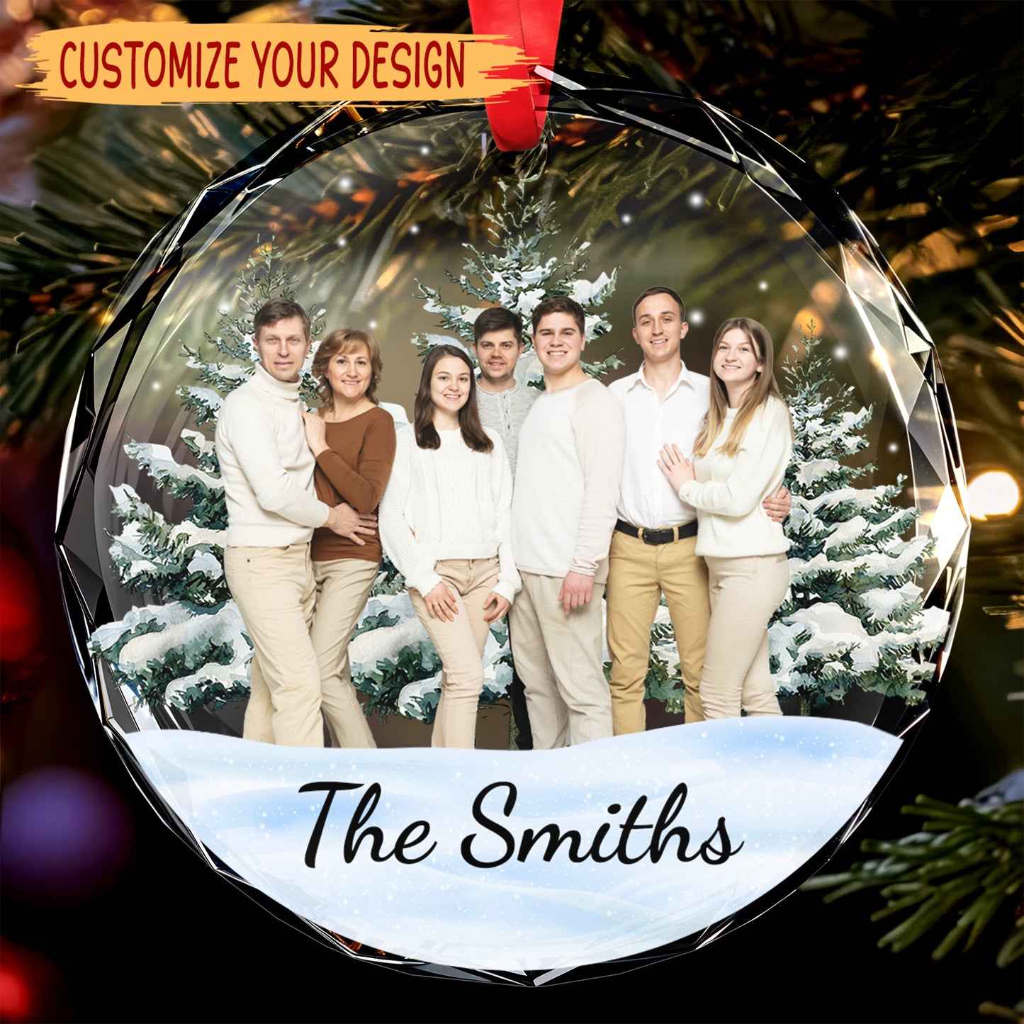 Celebrate Your Family's Unforgettable Moments - Personalized Custom Circle Glass Ornament - FAM100_CGOR