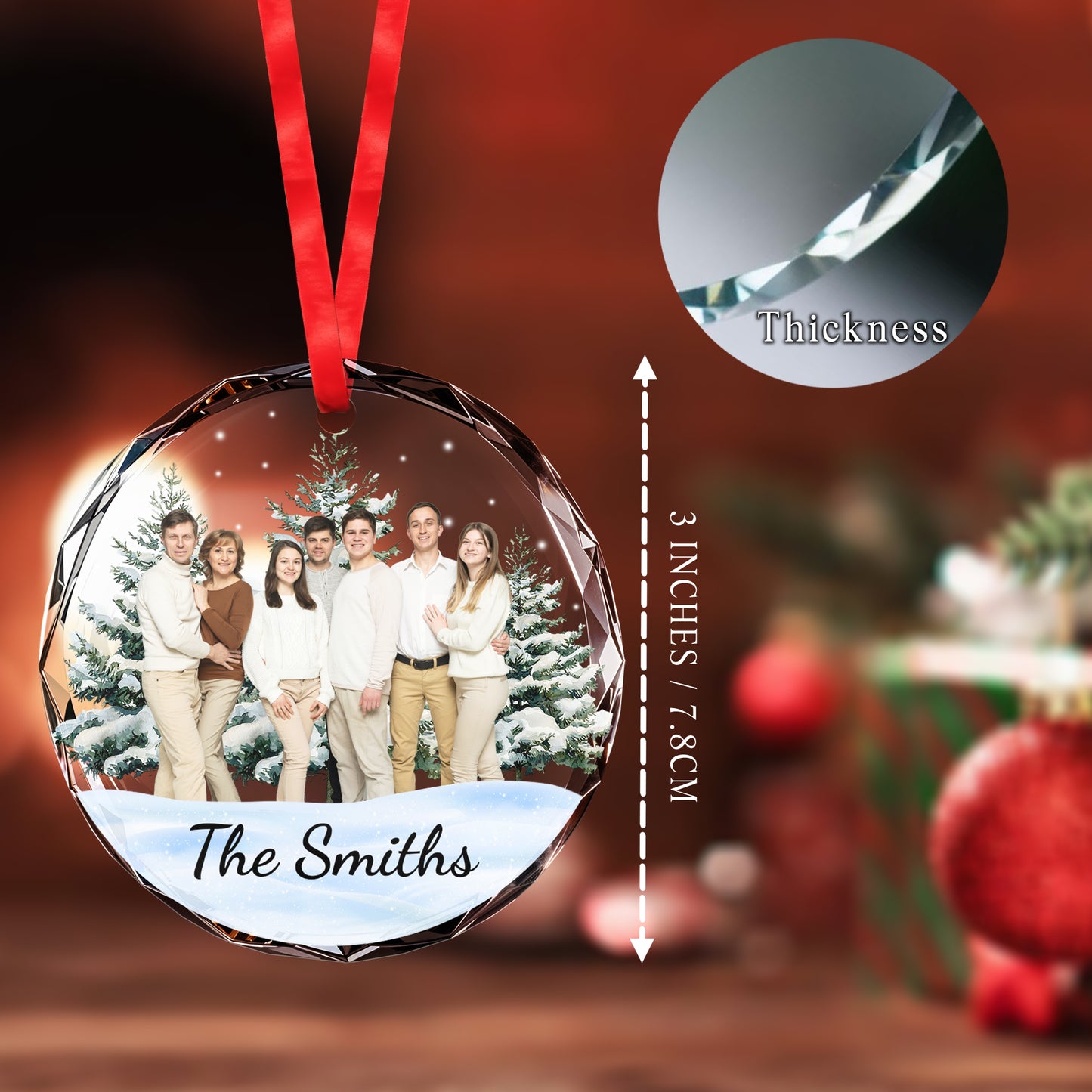 Celebrate Your Family's Unforgettable Moments - Personalized Custom Circle Glass Ornament - FAM100_CGOR