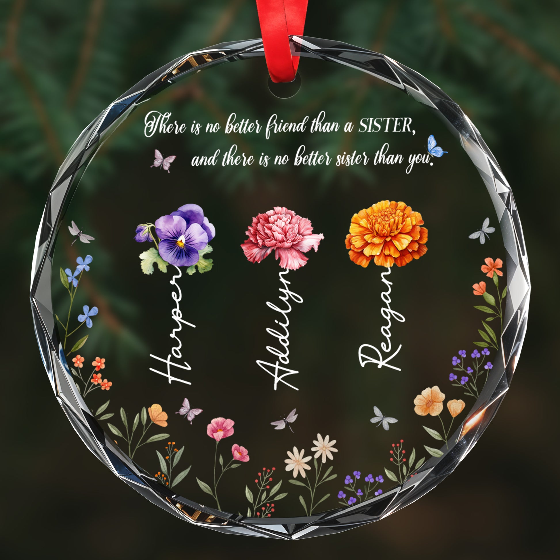 No Better Friend Or Sister Than You Glass Ornament