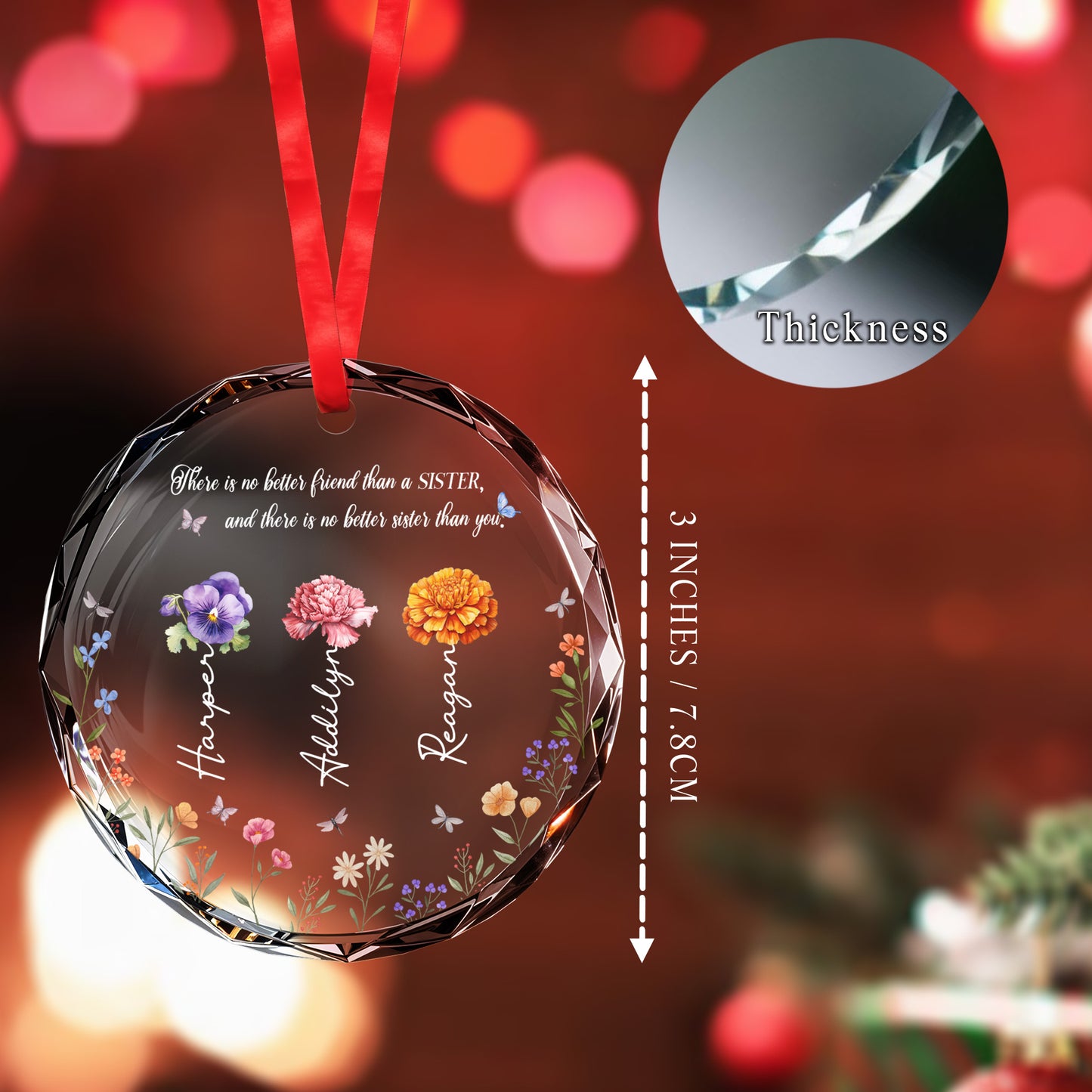 No Better Friend Or Sister Than You Glass Ornament