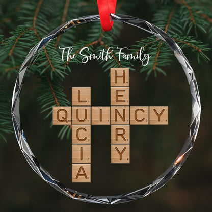 Cherish Every Moment With Family Scrabble Glass Ornament