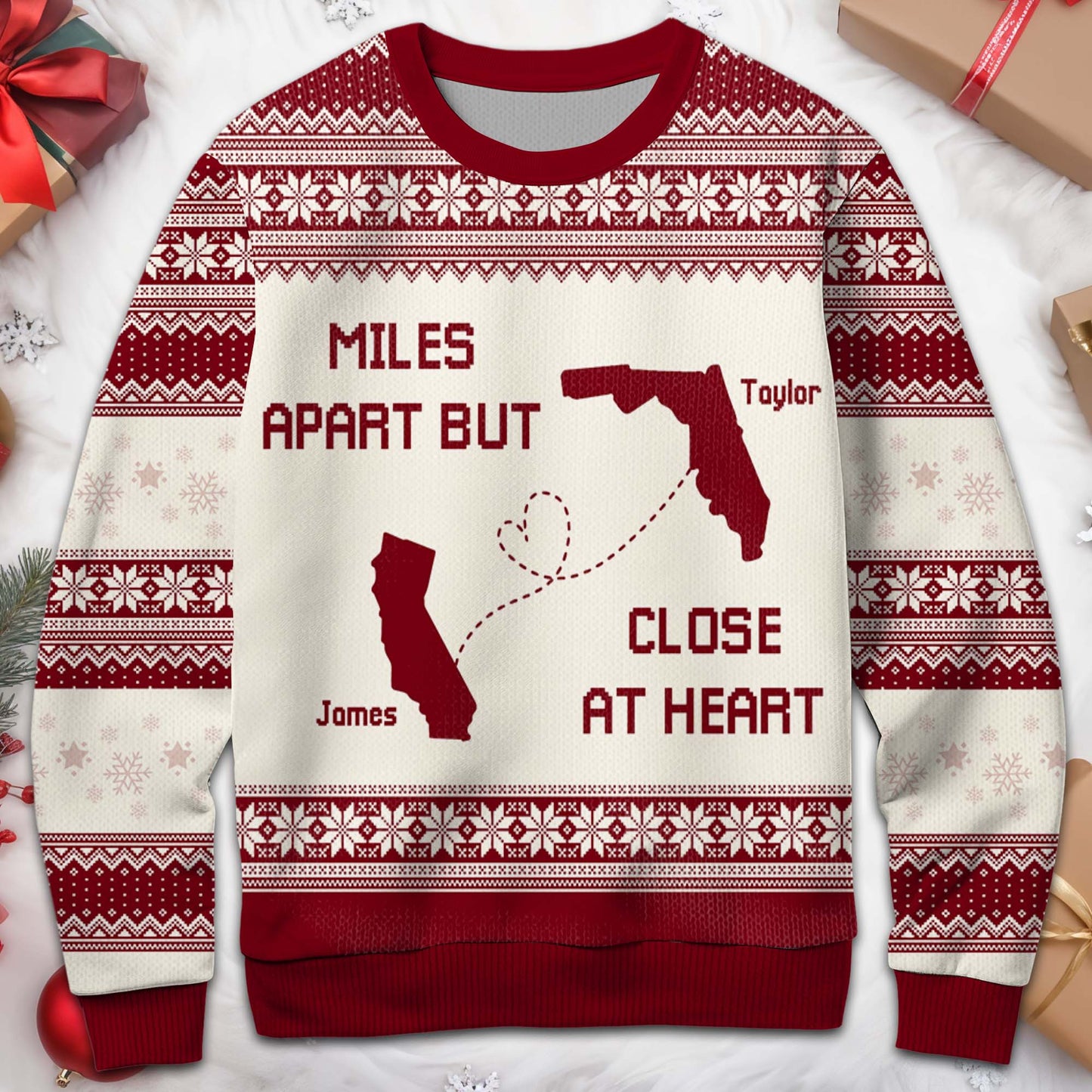 Miles Apart But Close At Heart US State Outlines Sweater