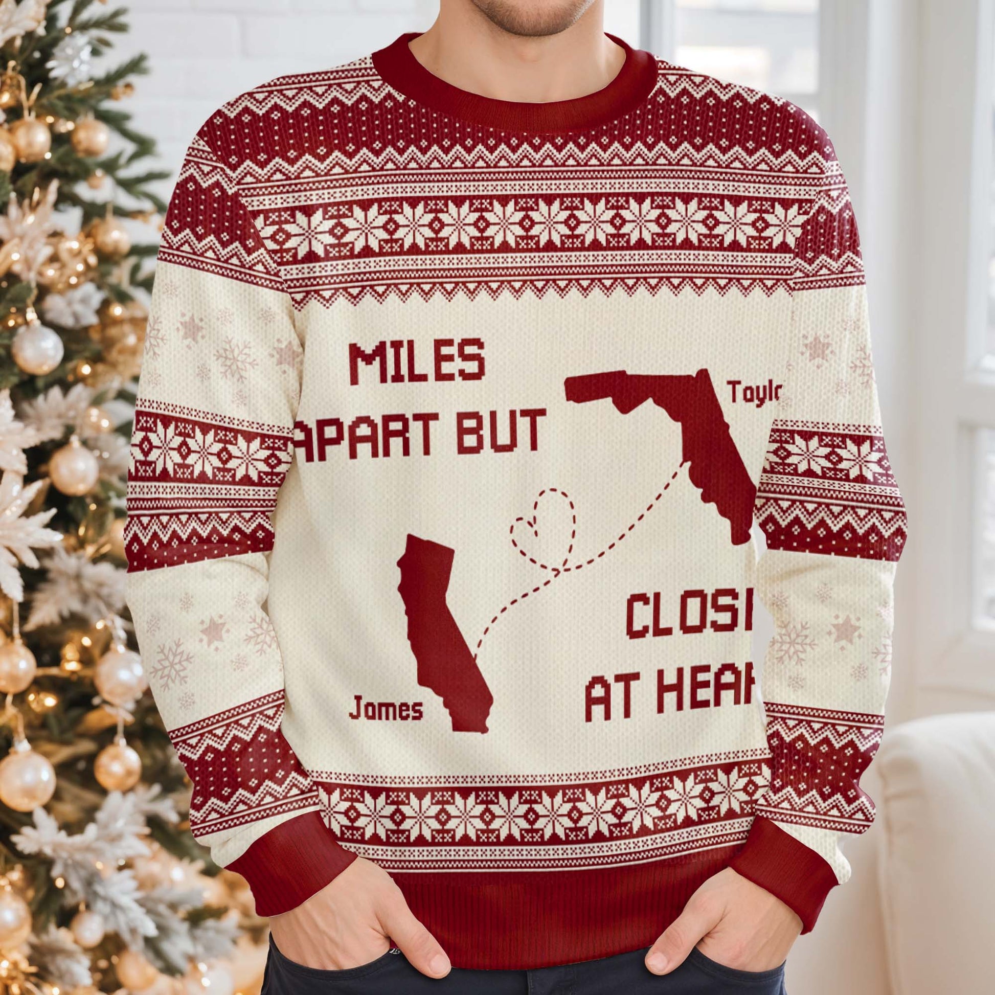 Miles Apart But Close At Heart US State Outlines Sweater