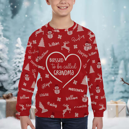 Festive Custom Sweater Featuring Christmas Trees and Reindeer