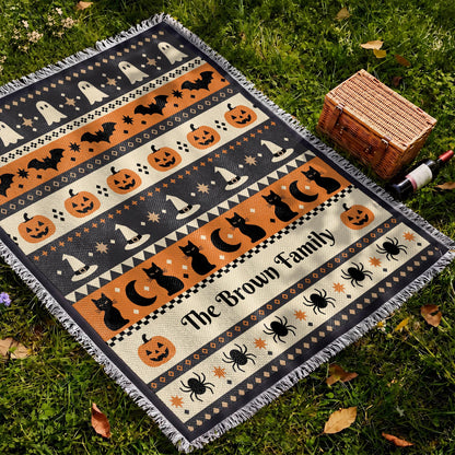Spooky Halloween Keepsake - Personalized Woven Blanket - FAM1100_WOBLK