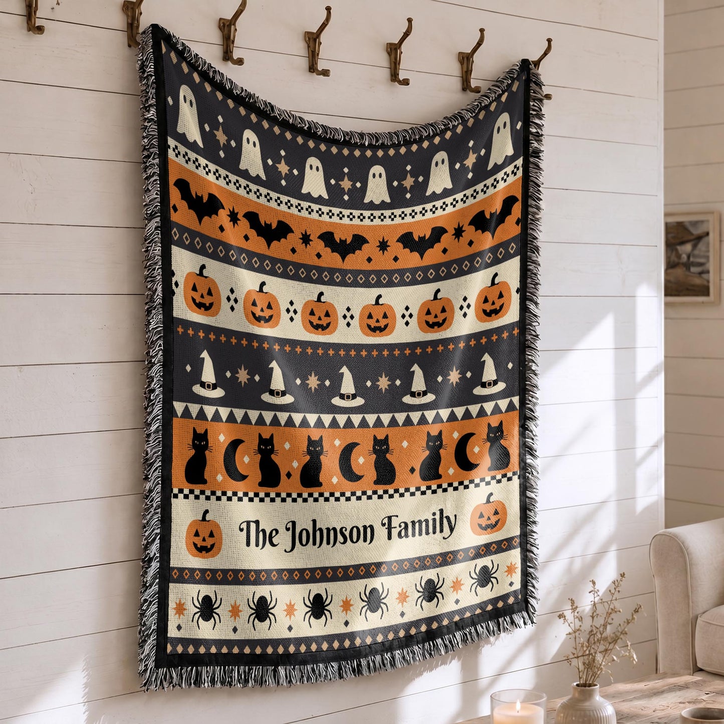 Spooky Halloween Keepsake - Personalized Woven Blanket - FAM1100_WOBLK