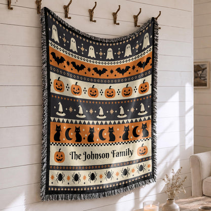 Spooky Halloween Keepsake - Personalized Woven Blanket - FAM1100_WOBLK