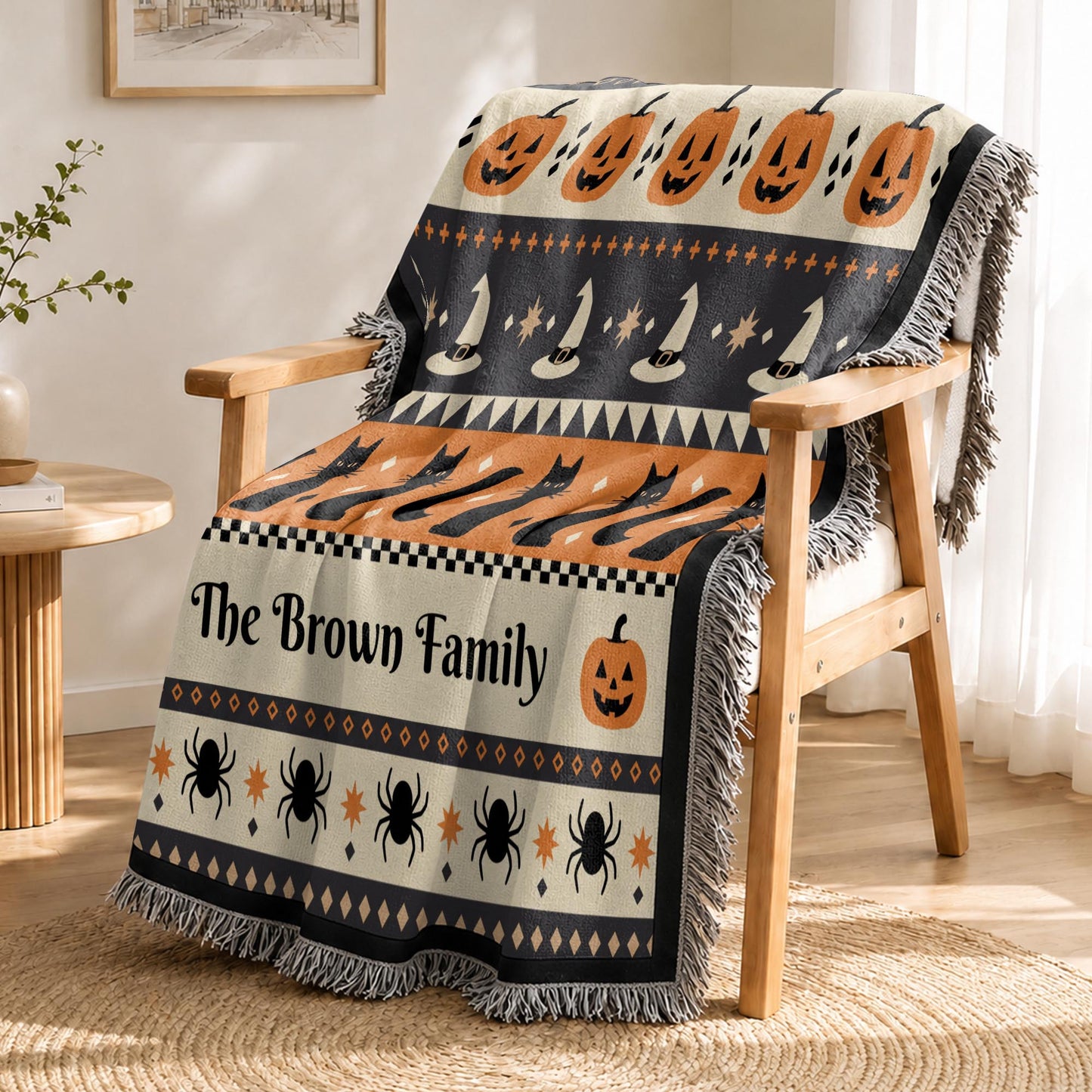 Spooky Halloween Keepsake - Personalized Woven Blanket - FAM1100_WOBLK